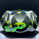 Faceted Saint-Louis 1970 flamework Yellow Clematis Flower on Transparent Cobalt Blue Ground
