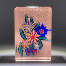 Mickael Hingant 2020 Flamework Flowers on  Mauve Plaque Cold-Work by Jim Poore