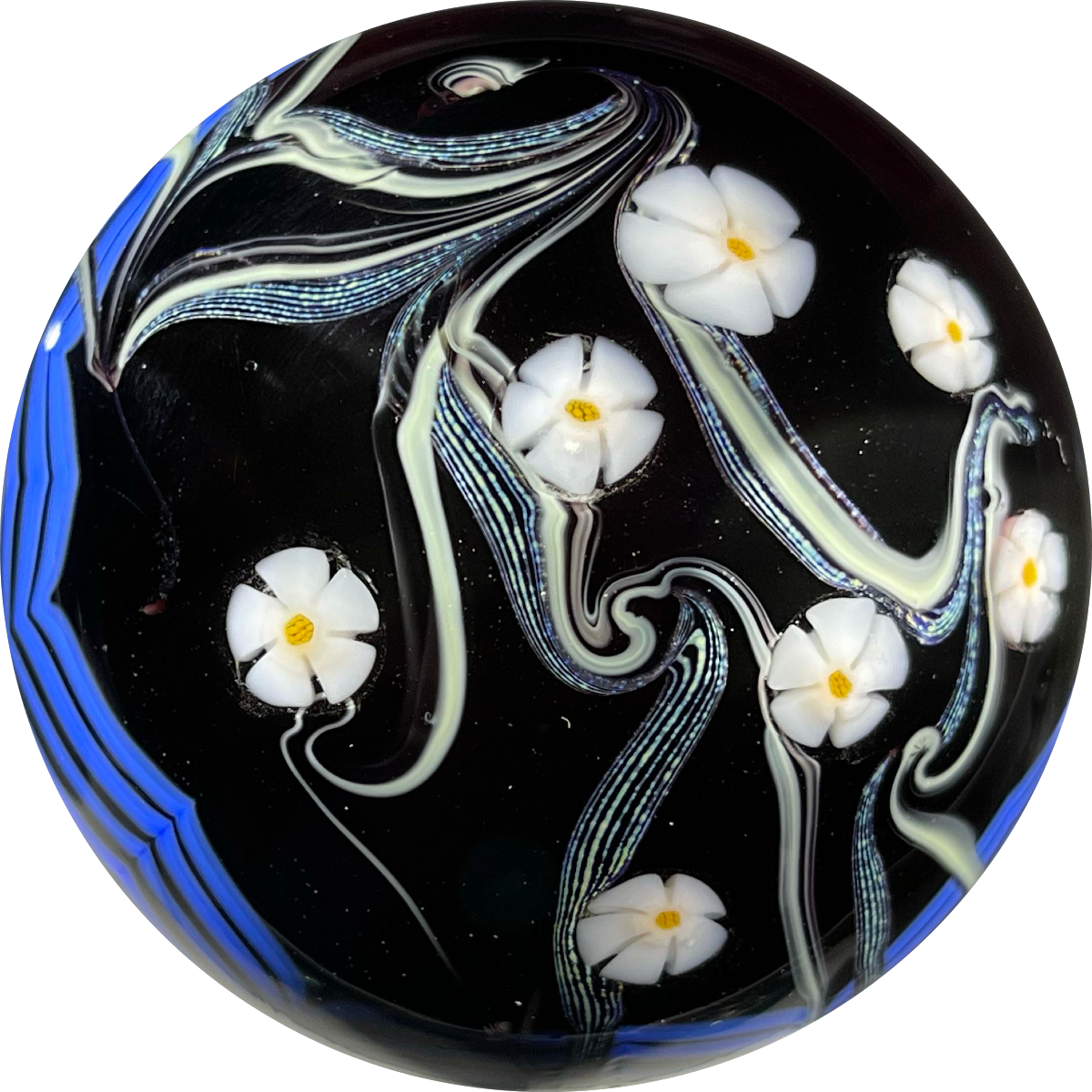 Orient & Flume 1977 Surface Decorated Torchwork Flower Garland over Black Core