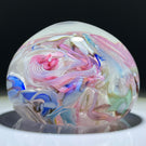 Vintage Murano Colorful Ribbon Twists and Latticinio Scramble Glass Art Paperweight