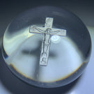 Antique Clichy Glass Art Paperweight Crucifix Sulphide