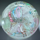 Vintage Magnum Murano Pastel Colored Ribbon Twists and Latticinio Scramble Glass Art Paperweight