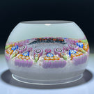 Perthshire Paperweights PP56 Patterned Complex Millefiori on Upset Muslin Cushion with a Train Decal