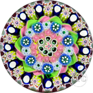 Damon MacNaught 2022 Glass Art Paperweight Complex Concentric Millefiori with Pink & Green Torsade
