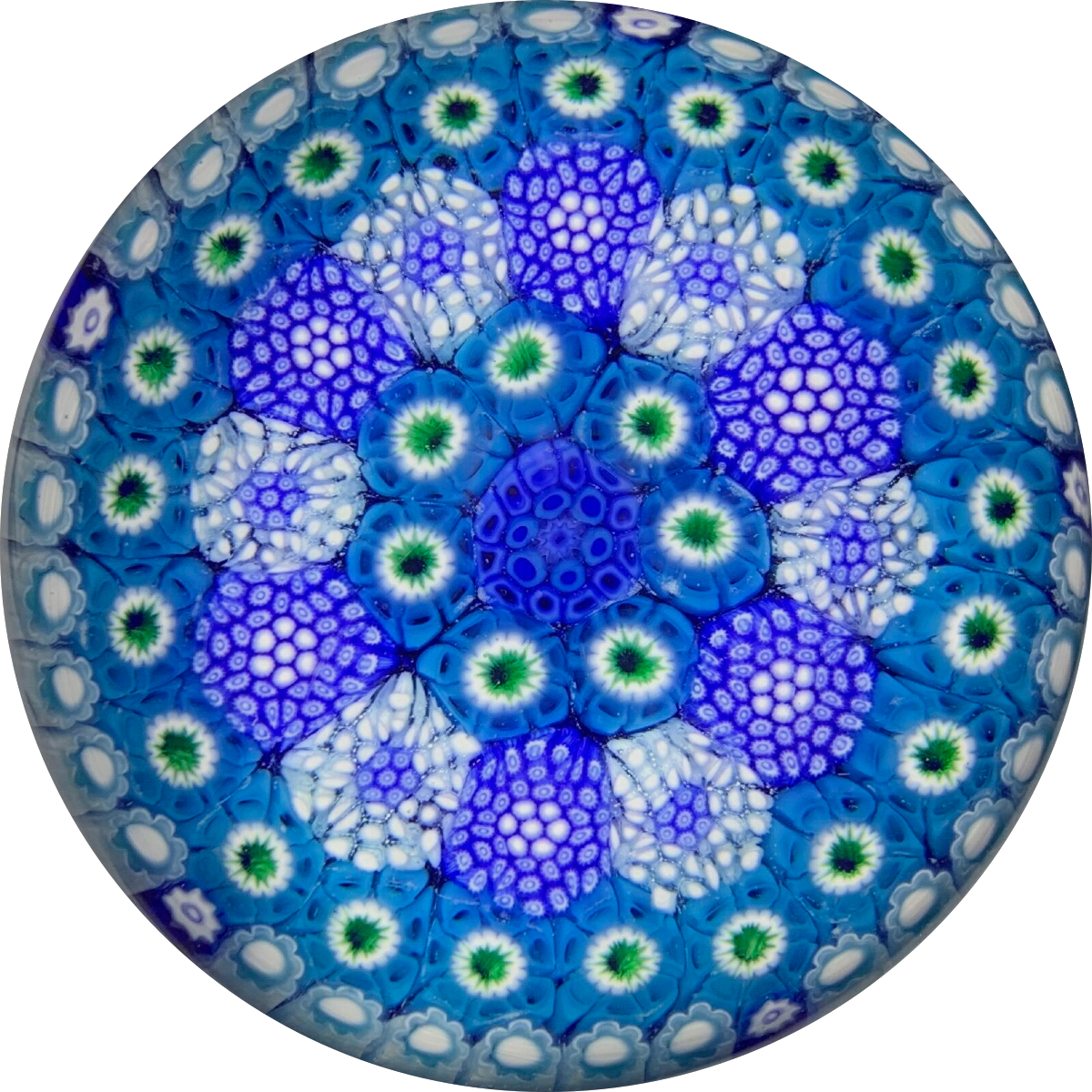 Matt Fimiano 2019 Complex Concentric Blue Millefiori in Staves
