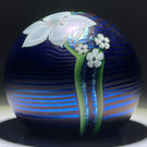 Orient & Flume 1982 Iridescent Torchwork Surface Decorated Flowers on Blue Field