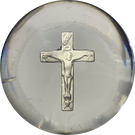 Antique Clichy Glass Art Paperweight Crucifix Sulphide