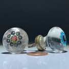 Cutest Pair of Antique Clichy Miniature Concentric Millefiori Drawer Pulls