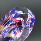 Antique European Faceted Obelisque Style Mantle Ornament with Red & Blue Frit on White Ground