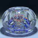 Antique Baccarat Art Glass Paperweight Faceted Closepack Millefiori Mushroom with Blue Torsade