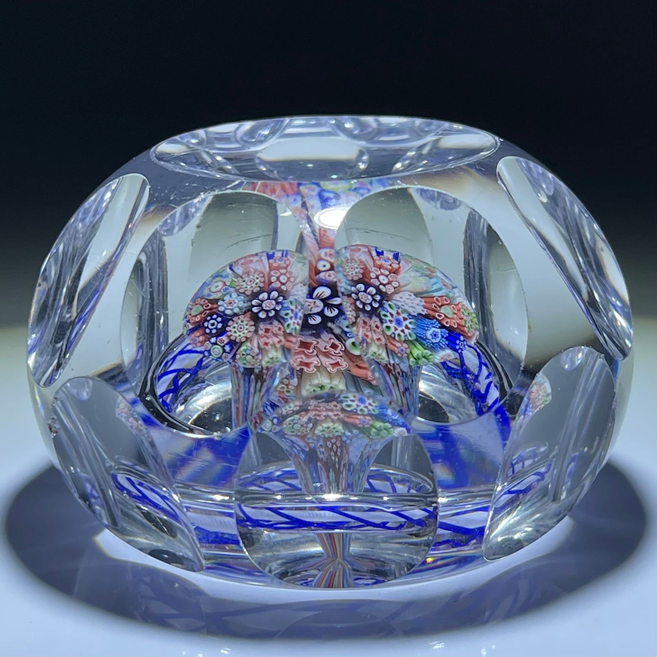 Antique Baccarat Art Glass Paperweight Faceted Closepack Millefiori Mu