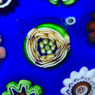 Antique Baccarat Complex Millefiori On Opaque Blue Ground With Rare Rose Cane Center