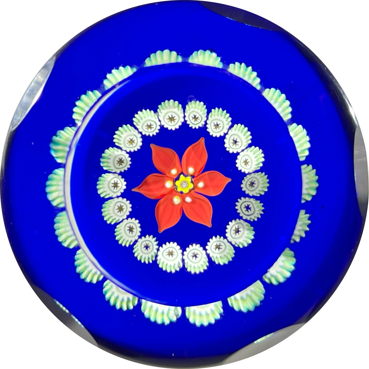 Caithness Scotland Flamework "Miniature Poinsettia" with Millefiori Garland