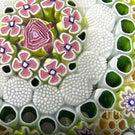 Magnum Damon MacNaught 2023 Glass Art Paperweight Complex Concentric Millefiori with Pink Dogwoods & Staves