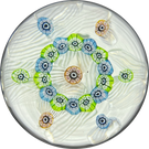 Vintage William Manson Scotia Era Art Paperweight Patterned Complex Millefiori on Upset White Muslin Lace