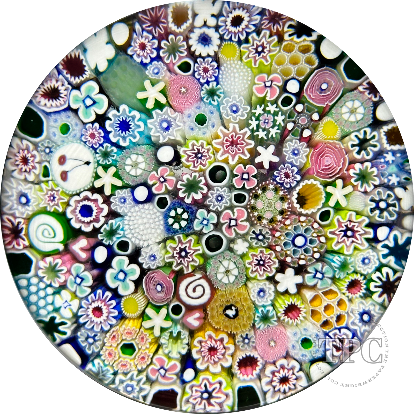 Magnum Damon MacNaught 2023 Glass Art Paperweight Closepack Complex Millefiori, Roses, Dogwood Blossoms, Hearts, Cherry Murrina, and More