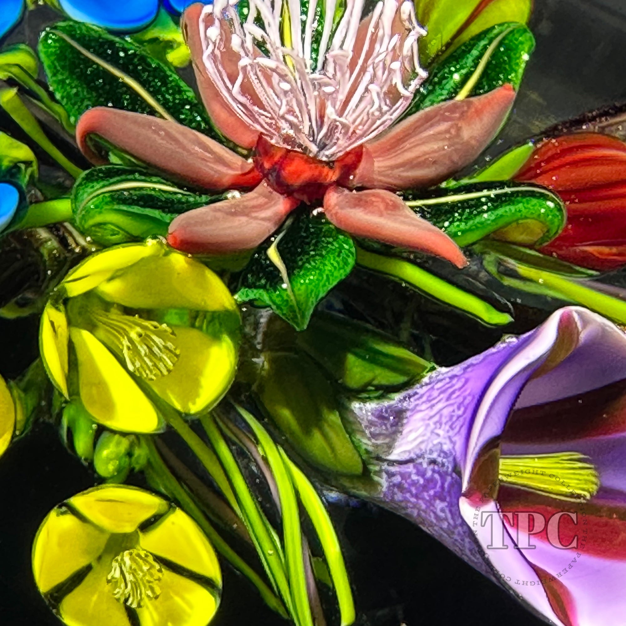 Ken Rosenfeld 2022 Glass Art Paperweight Flamework Flower Bouquet on T