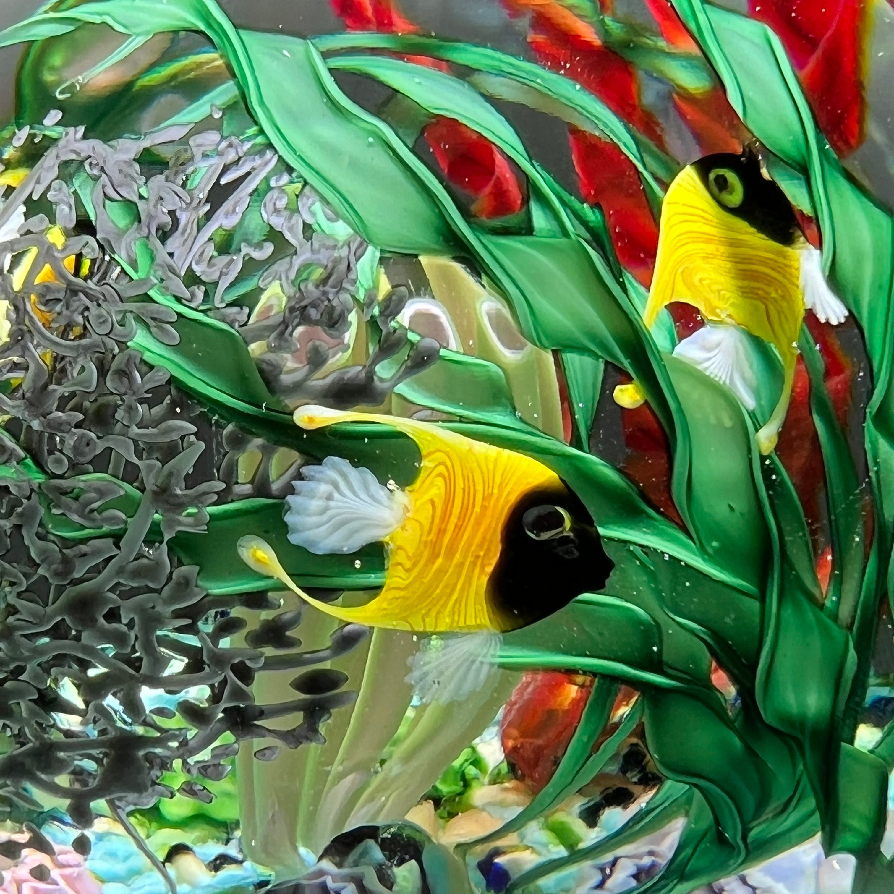 Steven Lundberg 1996 Huge Multilayered Torchwork Coral Reef Orb Glass