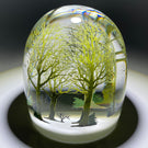 Large Alison Ruzsa 2021 Central Park in Early Winter Encapsulated Hand-painted Enamels Glass Art Sculpture