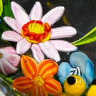 Colin Richardson 2022 Glass Art Paperweight Flamework Floral & Berry Crescent Bouquet "Asters in the House of Orange"