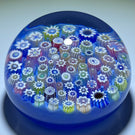 Medium John Deacons Art Glass Paperweight Medium Millefiori Closepack with Roses & Silhouettes