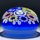 Baccarat Crystal 1977 LE Cigogne Noir Gridel Stork Murrine With Patterned Millefiori & 17 Silhouette Canes on Blue