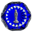 Vintage Faceted Baccarat Crystal Mother Marry Sulphide on Transparent Blue