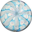 Vintage Murano Fratelli Toso Glass Art Paperweight Blue Millefiori Crown
