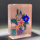 Mickael Hingant 2020 Flamework Flowers on  Mauve Plaque Cold-Work by Jim Poore