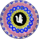 Baccarat Crystal 1972 LE Écureuil Blanc Gridel White Squirrel Murrine With 18 Concentric Silhouette Canes & Complex Millefiori on Upset White Muslin Lace