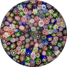 Antique Clichy Glass Art Paperweight Complex Closepack Millefiori in Green & White Stave Basket