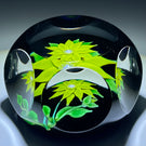 Faceted Saint-Louis 1970 flamework Yellow Clematis Flower on Transparent Cobalt Blue Ground