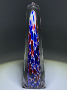 Antique European Faceted Obelisque Style Mantle Ornament with Red & Blue Frit on White Ground