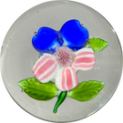 Antique Boston & Sandwich Lampwork Fantasy Flower Blue Pansy on Clear