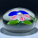 Antique Boston & Sandwich Lampwork Fantasy Flower Blue Pansy on Clear