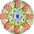 Vintage Strathearn Glass Art Paperweight with Radial Millefiori & Filigree Design on Red