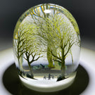 Large Alison Ruzsa 2021 Central Park in Early Winter Encapsulated Hand-painted Enamels Glass Art Sculpture