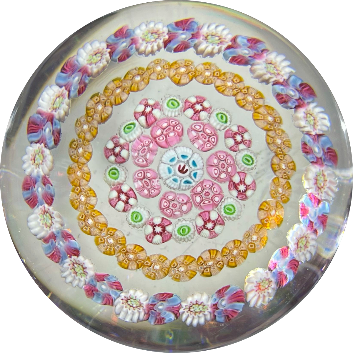 Vintage Baccarat Crystal Glass Art Paperweight Complex Concentric Millefiori