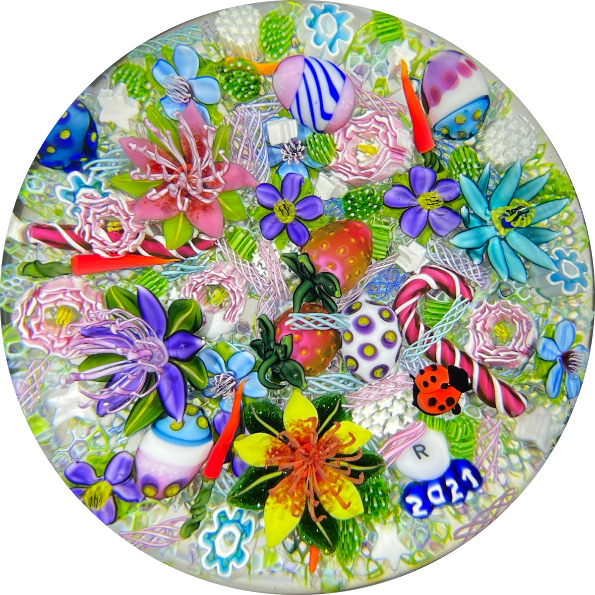 Ken Rosenfeld 2021 Flamework End-of-Day Scramble with Flowers, Easter Eggs & More