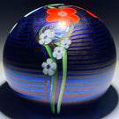 Orient & Flume 1982 Iridescent Torchwork Surface Decorated Flowers on Blue Field