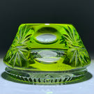 Cristal d’Albret General Douglas MacArthur Sulphide Fancy Cut Green Overlay Glass Paperweight