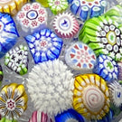 Miniature John Deacons Art Glass Paperweight Cascading Complex Millefiori Closepack with Roses & Sihouettes