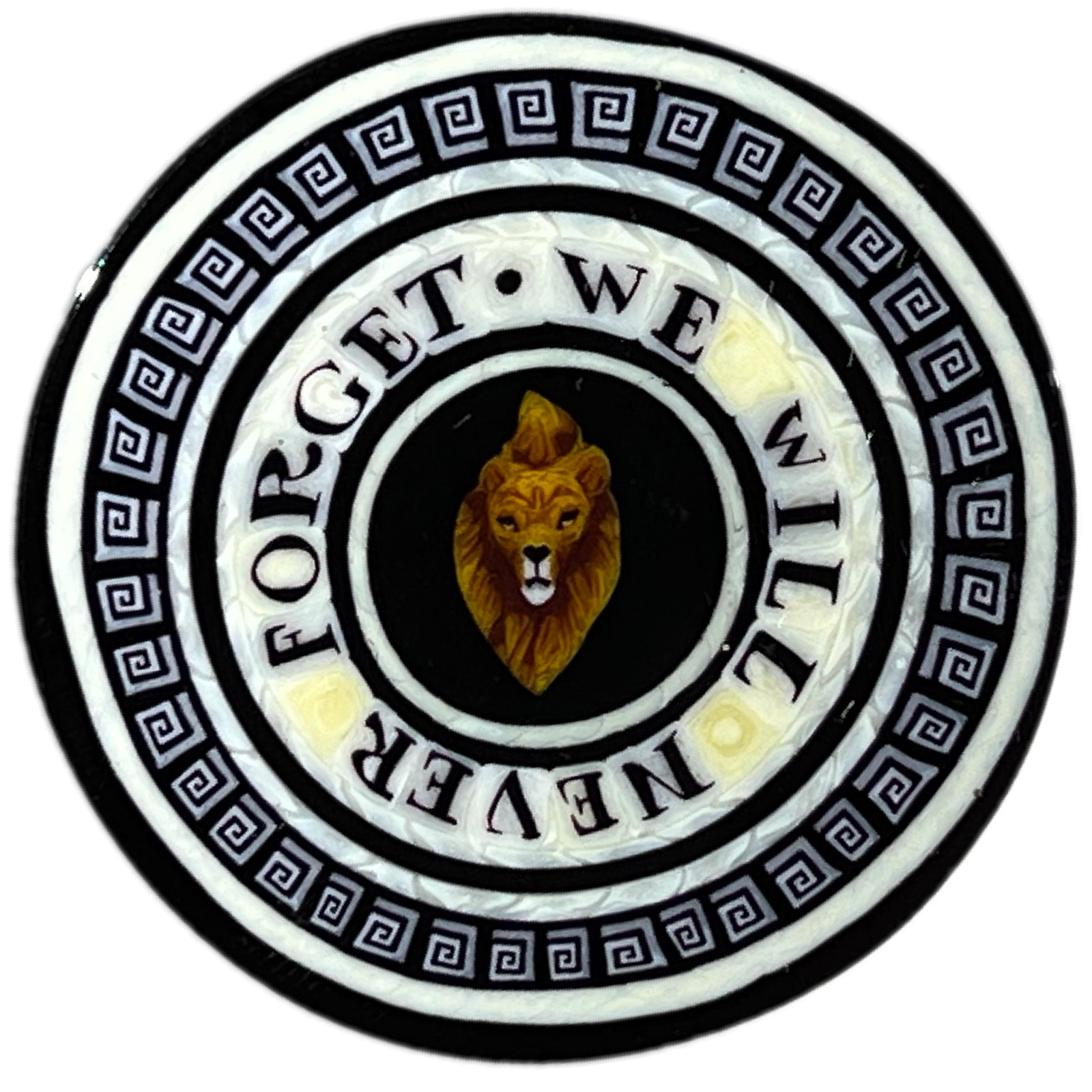 Large Mathieu Grodet 2021 Glass Art Murrina "We Will Never Forget" Quotation with Lion