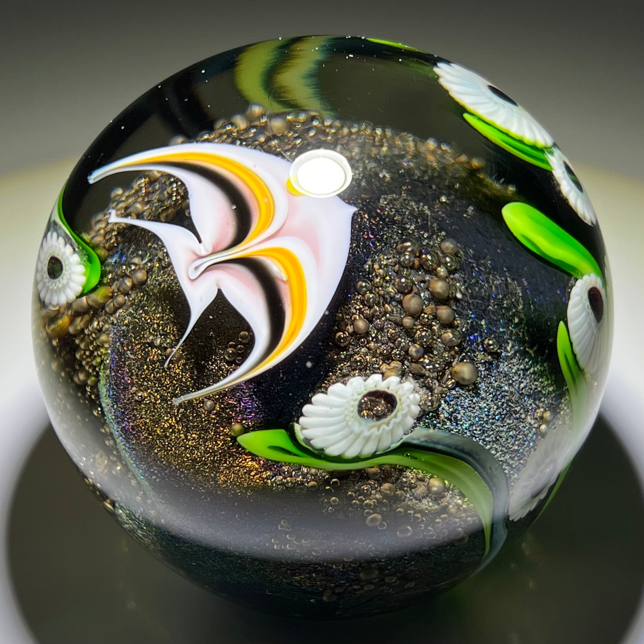 Orient & Flume 1979 Glass Art Paperweight Torchwork & Millefiori Tropi