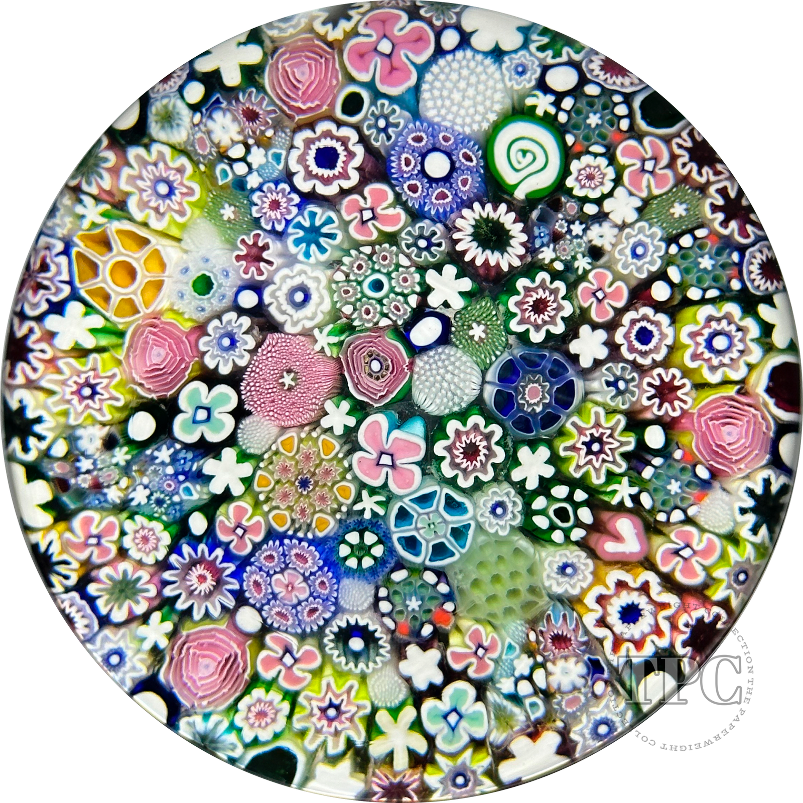 Magnum Damon MacNaught 2023 Glass Art Paperweight Closepack Complex Millefiori Roses, End-of-Day Canes & Dogwood Blossoms