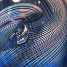 Signed Robert Burch 1979 Abstract Coiled Iridescent Filigree Studio Glass Paperweight