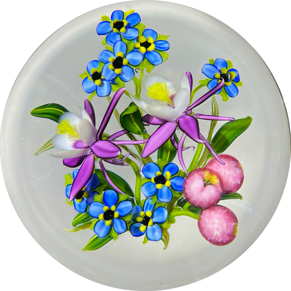 Ken Rosenfeld 2020 Flamework Columbine Wild Flower Bouquet on Clear