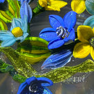 Colin Richardson 2022 Glass Art Paperweight Flamework Floral Bouquet "Blue & Gold Glitterati"