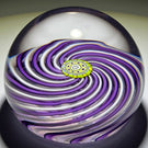 John Deacons Glass Art Paperweight Purple & White Pinwheel with Complex Millefiori Center