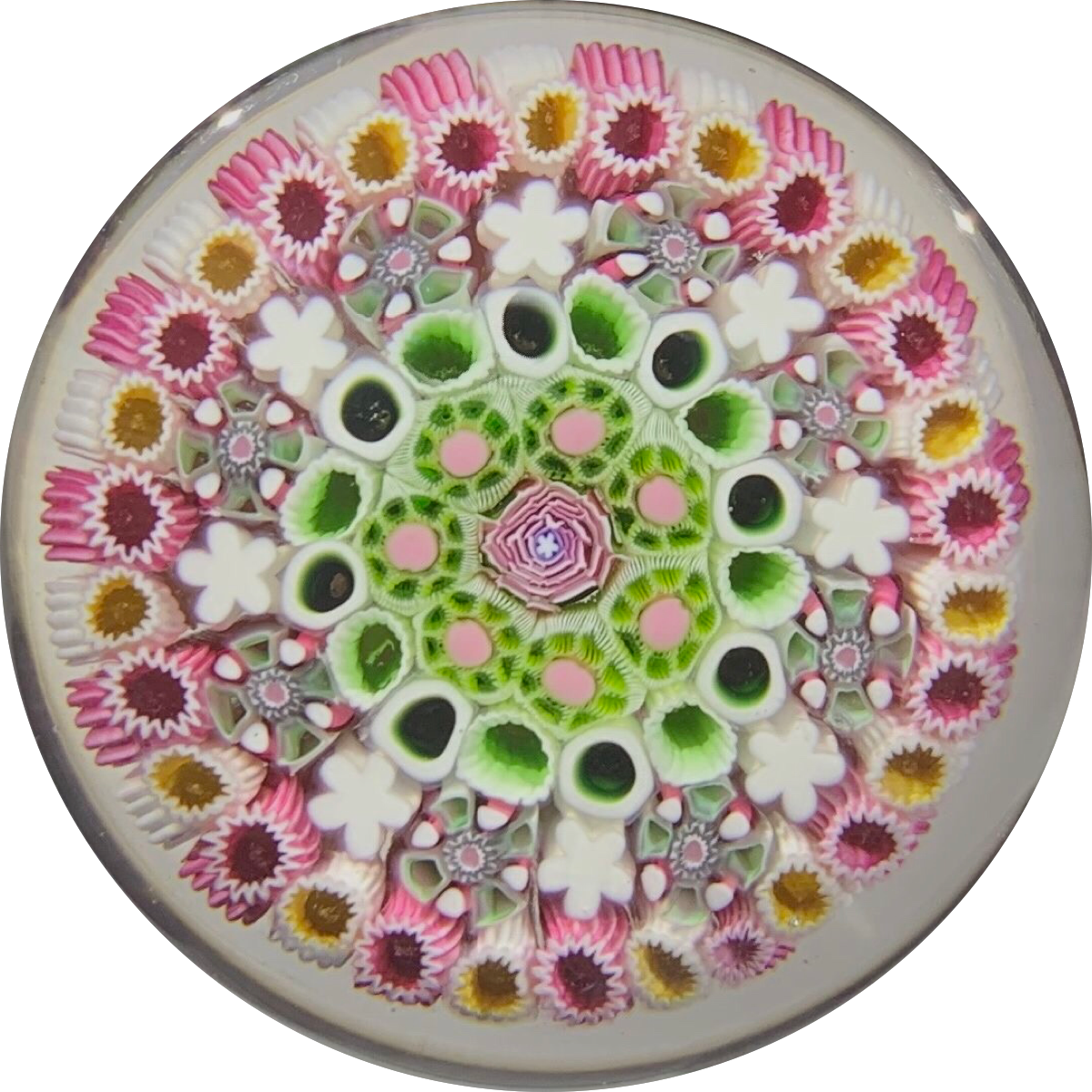Damon MacNaught 2020 Concentric Complex Millefiori With Rose Canes in Pink & White Staves